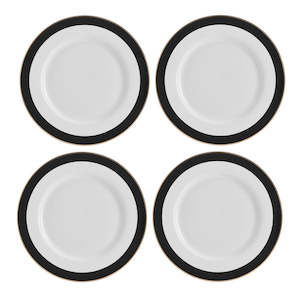 Mikasa Luxe Deco 4 piece China Dinner Plate Set - 27.5cm - Black /White