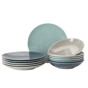 Dinner Sets: Thomas Loft Mixed Colour Dinner Set - 12 Piece