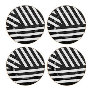 Dinner Sets: Mikasa Luxe Deco 4 piece China Side Plate Set - 21cm - Black /White