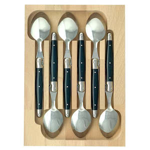 Cutlery: Andre Verdier Laguiole Dessert Spoon Set - Set 6 - Black