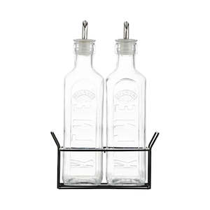 Kilner: Kilner Set Of 2 Oil Bottles with Metal Rack - 600ml