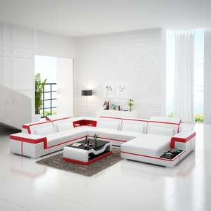 U Shaped Lounge Sofas Sectionals: Valencia Sofa Set | U-Shaped 5 Seater Sofa with Adjustable Headrests (Black, White, Brown, Green, Cream, Cherry, Red, Blue, Grey & Caramel)