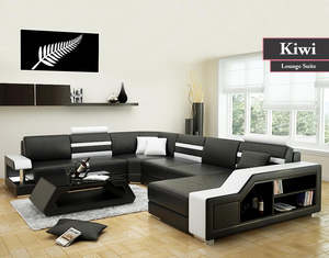 Kiwi 5 Seater Sofa Set | U-Shaped Comfort (Black, White, Brown, Grey & Caramel)