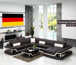 U Shaped Lounge Sofas Sectionals: Germany Grand 5 Seater Sofa | Lounge Suite | U-Shaped with Movable Headrests (Black, White, Brown, Grey & Caramel)