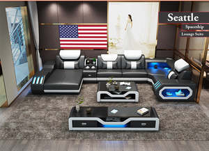 U Shaped Lounge Sofas Sectionals: Seattle Spaceship Sofa Set | 3+2+1 Customisable Seating (Black, White, Brown, Cream, cherry & Caramel)
