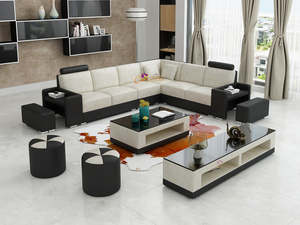 Fabric L-Shaped Sofa | Custom Colors (Black, White, Cream, Beige, Grey & Caramel) A013L
