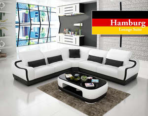Hamburg L-Shaped Sofa Set | 2 Seater + Corner + 2 Seater ( Black, Brown & White)