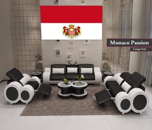 321 Sofa Sets Living Room Suites: Monaco Passion Sofa Set | 3+2+1 Seater with Footrests (Black, White, Brown & Caramel)