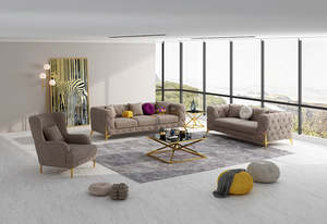 Elegant Fabric Sofa Set | 3+2+1 Seater | Gold and Silver Attachments | Expandabl&hellip;