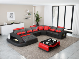 Factory Special Sofa Sets Discounted Deals: Luxury U-Shaped Inspired Sofa Set | Car Design & Coffee Table (Black, White, Brown, Cream, Cherry, Red, Blue, Grey & Caramel)