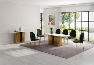 Luxurious Dining Tables Marble Wood Glass: Serenity Marble Dining Table | Custom Chairs & Elegant Design | Luxury Dining