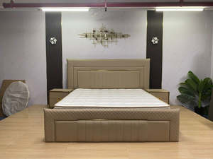 Modern Style Bed Designs: LuxeLine Modern Bed | Custom Color (White, Cream, Blue, Green, Black)