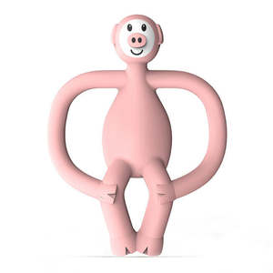 Matchstick Monkey Animal Teether - Pig Anti Microbial