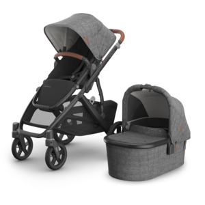 BABY EXPO: UPPAbaby Vista V3 Stroller with Bassinet - Greyson (Charcoal Melange/Carbon)