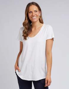 Tops: Elm Fundamental Vee Tee White