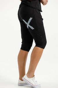 Home Lee: Home-lee 3/4 Apartment Pants - Black with Stormy Stripe X