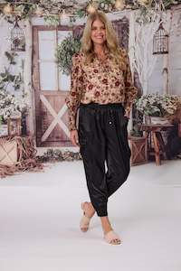 Pants: Jet Blonde Satin Cargo Pant Black