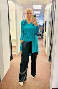 Jet Blonde Longline Hooded Cardigan Emerald