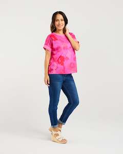 Zafina Olivia Top Fuchsia Burst