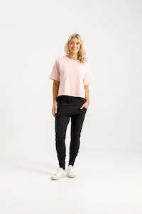 Home-lee Apartment Pants - Black with Blossom Berry X