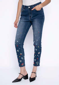 Pants: Picadilly Flower Embroidered Jeans