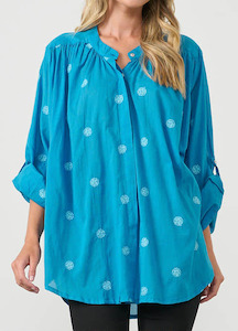 Holmes and Fallon Embroidery Shirt Blue