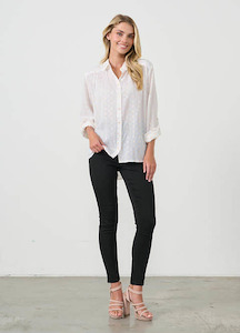 Holmes and Fallon Spot Shirt White