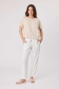 Jet Blonde Linen Tee Top Biscuit