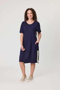 Jet Blonde Dress 
Navy with side trim
