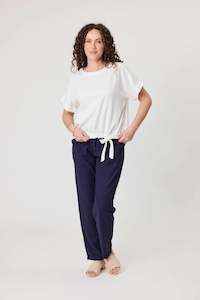 Jet Blonde: Jet Blonde Linen Pant Navy