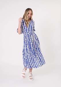 Lemon Tree Design Madonna Dress Cobalt Print