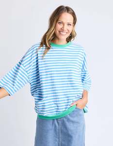 Elm: Elm Mazie Stripe Ringer Sweat Azure/White Stripe