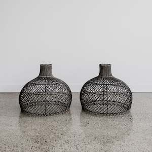 Lighting: Diamond Rattan Pendant (Blackwash) (M)