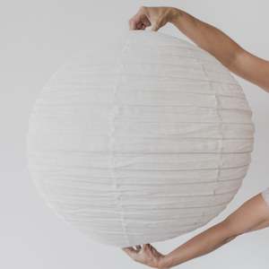 Linen Pendant Lights: White Linen Globe Pendant (70cm)