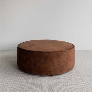Fabric Ottomans: Round Velvet Floor Pouff Ottoman (Cinnamon)