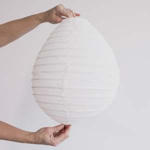 Linen Pendant Lights: White Linen Pear Pendant (S)