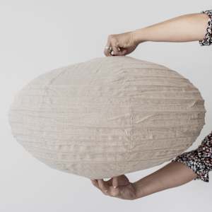 Linen Pendant Lights: Natural Linen Oval Pendant (60cm)