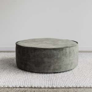 Fabric Ottomans: Round Velvet Floor Pouff Ottoman (Jade)