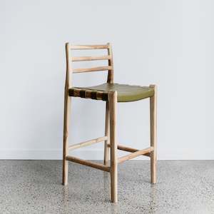 Sale: Safari Leather Bar Stool (Martini Green)