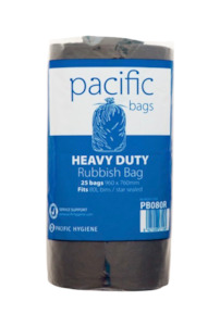 Pacific Rubbish Bag Black 80L Roll