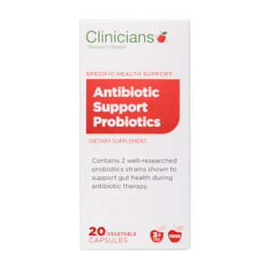 Natural And Organic Antibiotic Support: CLINICIANS Antibiotic Support Probiotics 20 Vege Caps