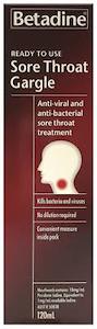 Throat: BETADINE Ready To Use Gargle 120ml