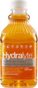 Travel Care: Hydralyte Ready To Use Orange Flavoured Electrolyte Solution 1 Litre Oral Liquid