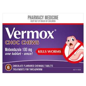 Worm: VERMOX Chocolate Chews Tabs 6s
