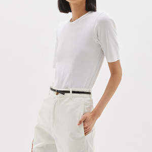 Sale: Bassike / Slim Superfine Rib T-Shirt / White