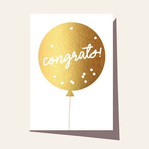 Greeting Cards: Elm / Greeting Card / Congrats - Gold Balloon