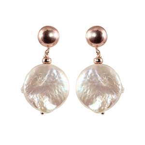 White Pearl Coin Earring / Stud