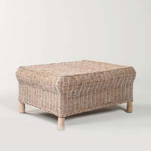 Rattan Gable Ottoman / Whitewash