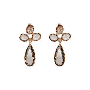 Jewellery: Triple Stone Smoke Earrings
