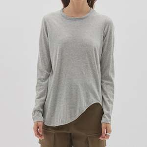 For The Wardrobe: Bassike / Regular Scoop Hem Longsleeve T-Shirt / Grey Marle